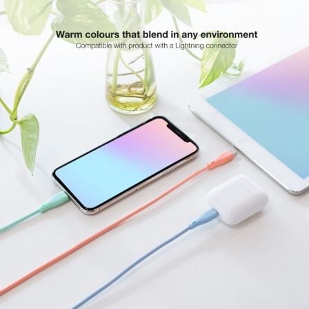 Cables usb 2.0 lightning nanocable 10.10.0401-a1/ usb macho - lightning macho/ 1m/ 3 unidades/ rosa, azul y verde