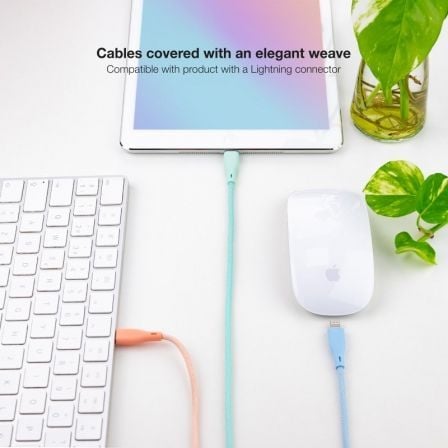 Cables usb 2.0 lightning nanocable 10.10.0401-co1/ usb macho - lightning macho/ 1m/ 3 unidades/ rosa, azul y verde