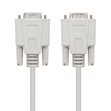 Cable serie null modem nanocable 10.14.0502/ db9 macho - db9 hembra/ 1.8m/ beige