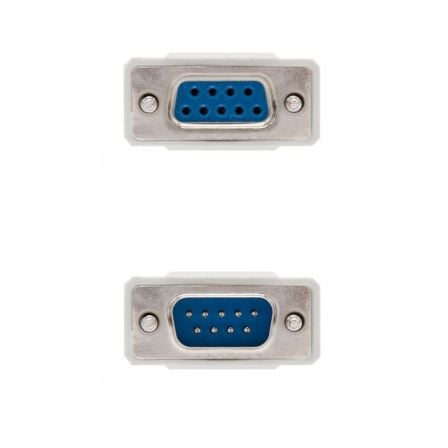 Cable serie null modem nanocable 10.14.0502/ db9 macho - db9 hembra/ 1.8m/ beige