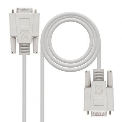 Cable serie null modem nanocable 10.14.0502/ db9 macho - db9 hembra/ 1.8m/ beige