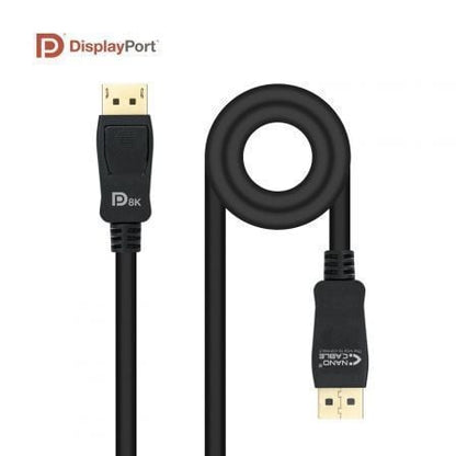 Cable displayport 1.4 8k nanocable 10.15.2502/ displayport macho - displayport macho/ 2m/ certificado/ negro
