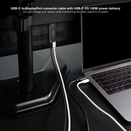 Cable conversor nanocable 10.15.5012/ usb tipo-c macho - displayport 8k macho/ usb tipo-c hembra/ hasta 100w/ 1.8m/ gris