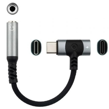 Cable conversor audio nanocable 10.24.1207/ usb tipo-c macho - jack 3.5/ usb tipo-c hembra/ 10cm/ negro