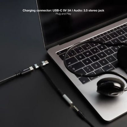 Cable conversor audio nanocable 10.24.1207/ usb tipo-c macho - jack 3.5/ usb tipo-c hembra/ 10cm/ negro