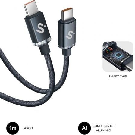 Cable usb 2.0 tipo-c subblim optimus/ usb tipo-c macho - usb tipo-c macho/ hasta 60w/ 480mbps/ 1m/ negro