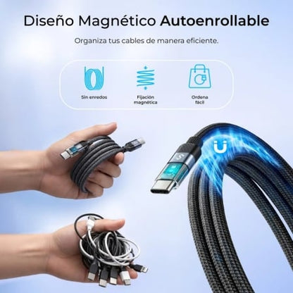 Cable usb 2.0 tipo-c subblim powermag led/ usb tipo-c macho - usb tipo-c macho/ hasta 100w/ 480mbps/ 2m/ negro