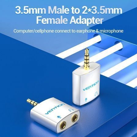 Adaptador audio vention bdbw0/ jack 3.5 macho - 2x jack 3.5 hembra/ blanco