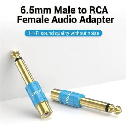 Adaptador jack vention vdd-c03/ rca hembra - jack 6.5 macho/ azul