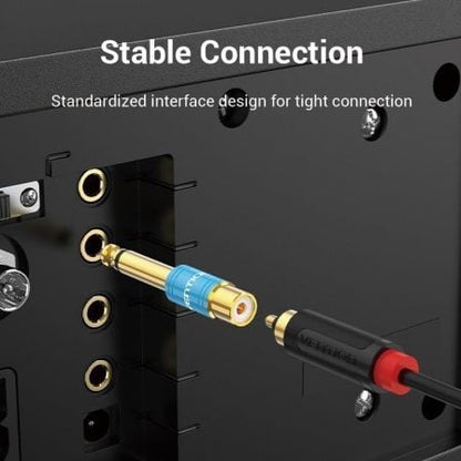 Adaptador jack vention vdd-c03/ rca hembra - jack 6.5 macho/ azul