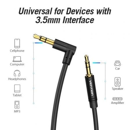 Cable estéreo vention bakbf-t/ jack 3.5 macho - jack 3.5 macho/ 1m/ negro