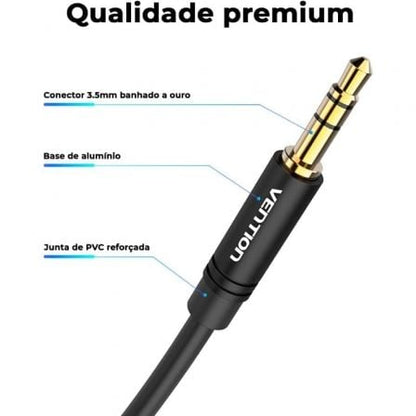 Cable estéreo vention bakbf/ jack 3.5 macho - jack 3.5 macho/ 1m/ negro