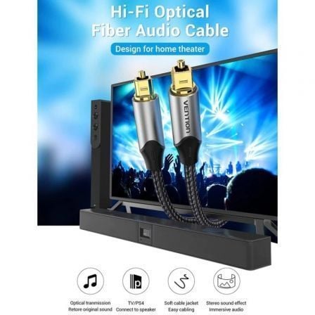 Cable de audio de fibra óptica vention bavhh/ 2m/ gris