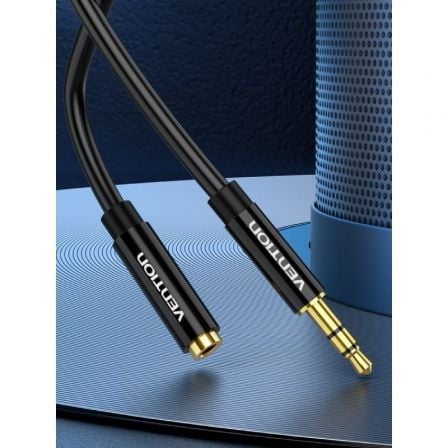 Cable estéreo vention bbzbd/ jack 3.5 macho - jack 3.5 hembra/ 50cm/ negro
