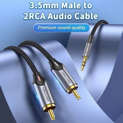Cable audio vention bcnbg/ 2x rca macho - jack 3.5 macho/ 1.5m/ gris