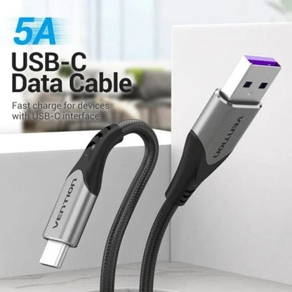 Cable usb 2.0 tipo-c vention cofhg/ usb tipo-c macho - usb macho/ hasta 100w/ 480mbps/ 1.5m/ gris