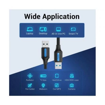 Cable usb 3.0 vention conbh/ usb macho - usb macho/ 5gbps/ 2m/ negro