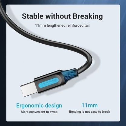 Cable usb 2.0 impresora vention coqbf/ usb tipo-b macho - usb macho/ 480mbps/ 1m/ negro