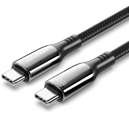 Cable usb 2.0 tipo-c 5a 100w vention ctkbh/ usb tipo-c macho - usb tipo-c macho/ hasta 100w/ 480mbps/ 2m/ negro
