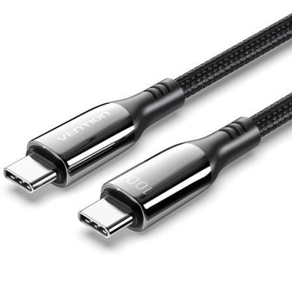 Cable usb 2.0 tipo-c 5a 100w vention ctkbh/ usb tipo-c macho - usb tipo-c macho/ hasta 100w/ 480mbps/ 2m/ negro
