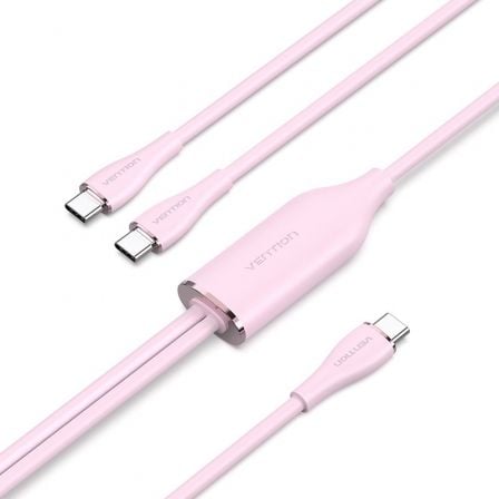 Cable usb tipo-c vention ctmpg/ usb tipo-c macho - 2 x usb tipo-c macho/ hasta 100w/ 480mbps/ 1.5m/ rosa