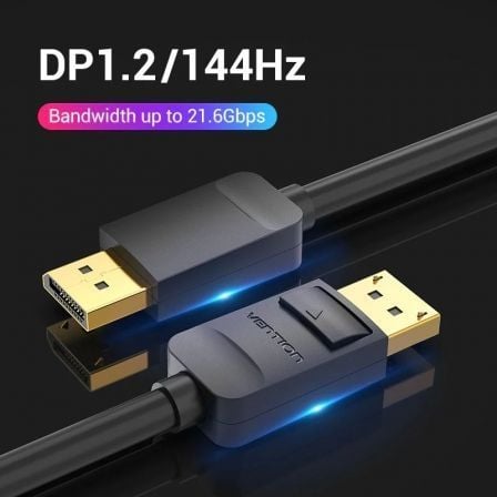Cable displayport 1.2 4k vention hacbg/ displayport macho - displayport macho/ 1.5m/ negro