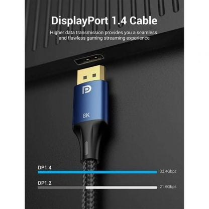Cable displayport 1.4 8k vention hcelf/ displayport macho - displayport 8k macho/ 1m/ azul