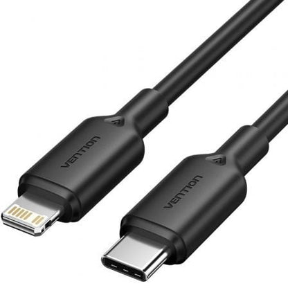 Cable usb 2.0 tipo-c lightning vention lakbf/ usb tipo-c macho - lightning macho/ hasta 27w/ 480mbps/ 1m/ negro