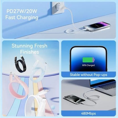 Cable usb 2.0 tipo-c lightning vention lakwf/ usb tipo-c macho - lightning macho/ hasta 27w/ 480mbps/ 1m/ blanco
