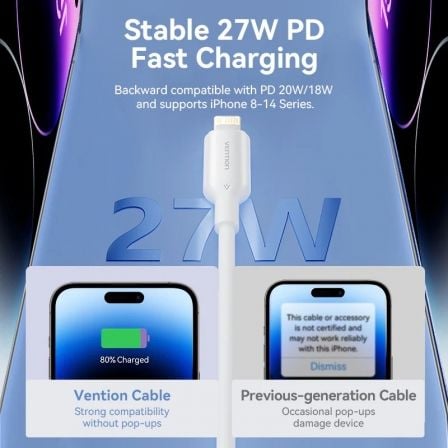 Cable usb 2.0 tipo-c lightning vention lakwf/ usb tipo-c macho - lightning macho/ hasta 27w/ 480mbps/ 1m/ blanco