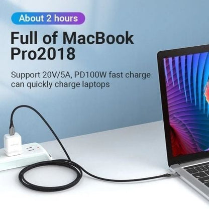 Cable usb 2.0 tipo-c vention taehg/ usb tipo-c macho - usb tipo-c macho/ hasta 100w/ 480mbps/ 1.5m/ gris