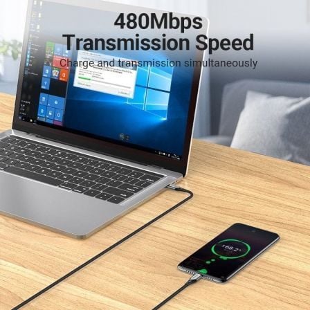 Cable usb 2.0 tipo-c vention taehg/ usb tipo-c macho - usb tipo-c macho/ hasta 100w/ 480mbps/ 1.5m/ gris