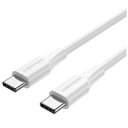 Cable usb 2.0 tipo-c 3a vention taxwd/ usb tipo-c macho - usb tipo-c macho/ hasta 60w/ 480mbps/ 50cm/ blanco