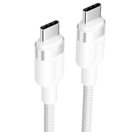 Cable usb 2.0 tipo-c 3a vention trdwh/ usb tipo-c macho - usb tipo-c macho/ hasta 60w/ 480mbps/ 2m/ blanco