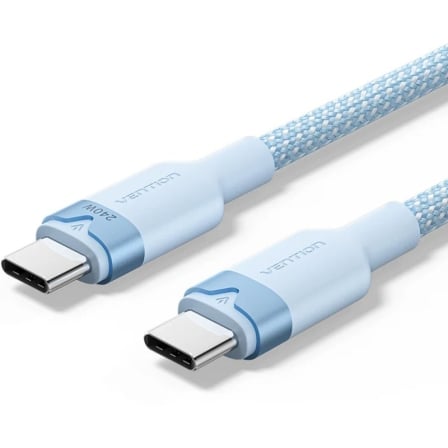 Cable usb 2.0 tipo-c 5a vention trisf/ usb tipo-c macho - usb tipo-c macho/ hasta 240w/ 480mbps/ 1m/ azul