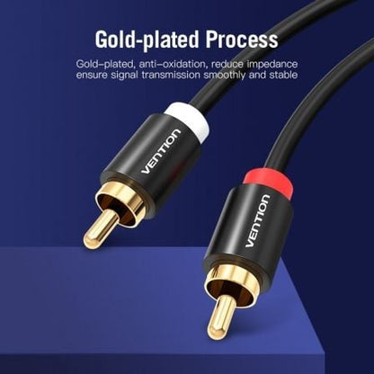 Cable estéreo vention vab-r06-b300/ 2x rca macho - 2x rca macho/ 3m/ negro