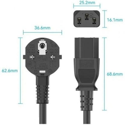 Cable de alimentación vention zcjbac/ iec c13 hembra - cee7 macho/ 1.8m/ negro