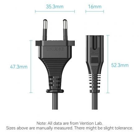 Cable alimentación forma 8 vention zclbac/ cee7/16 macho - c7 hembra/ 1.8m