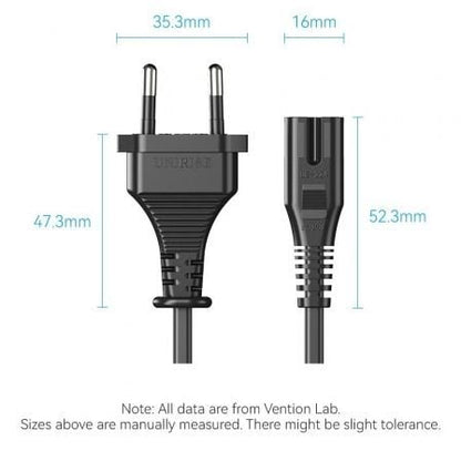 Cable alimentación forma 8 vention zclbac/ cee7/16 macho - c7 hembra/ 1.8m