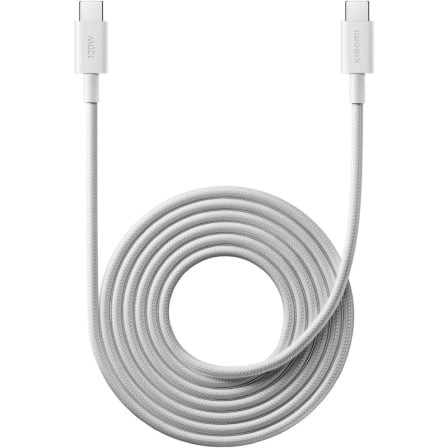 Cable usb 2.0 tipo-c 6a xiaomi braided/ usb tipo-c macho - usb tipo-c macho/ hasta 120w/ 480mbps/ 2m/ blanco